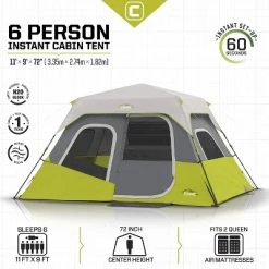 Core Equipment CORE Instant Cabin 11 x 9 Foot 6 Person Cabin Tent with Air Vents and Loft, Red -Outlet Camping Gear Store unnamed file 1186