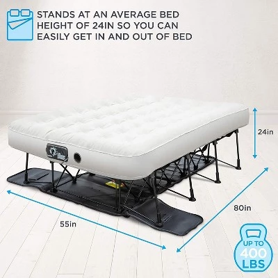 Ivation EZ-Bed Air Mattress with Frame & Rolling Case, Self Inflatable, Blow Up Bed Auto Shut-Off, Comfortable Surface AirBed, Best for Guest, Travel, Vacation, Camping 4 Ivation EZ-Bed Air Mattress with Frame & Rolling Case, Self Inflatable, Blow Up Bed Auto Shut-Off, Comfortable Surface AirBed, Best for Guest, Travel, Vacation, Camping - Image 2
