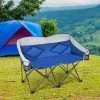Costway Folding Camping Chair Loveseat Double Seat w/ Bags & Padded Backrest GrayBlue