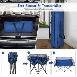 Costway Folding Camping Chair Loveseat Double Seat w/ Bags & Padded Backrest GrayBlue -Outlet Camping Gear Store unnamed file 1415