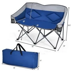 Costway Folding Camping Chair Loveseat Double Seat w/ Bags & Padded Backrest GrayBlue -Outlet Camping Gear Store unnamed file 1419