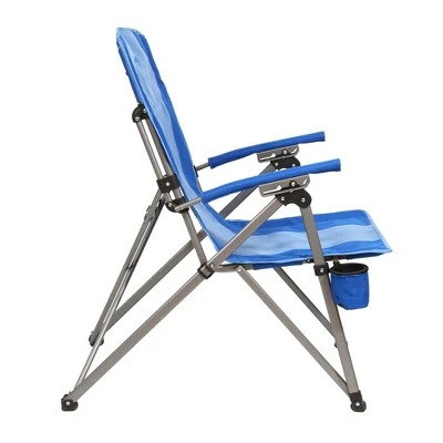 Kamp-Rite Folding Reclining Camping Chair with 3 Positions, Cup Holder, and Bag for Camping, Tailgating, and Sports, 325 LB Capacity, 2 Tone Blue 4 Kamp-Rite Folding Reclining Camping Chair with 3 Positions, Cup Holder, and Bag for Camping, Tailgating, and Sports, 325 LB Capacity, 2 Tone Blue - Image 2