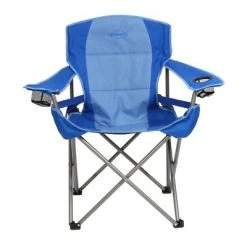 Kamp-Rite Portable Folding Camping Chair with Lumbar Support & 2 Cup Holders for Camping, Tailgating, and Sports, 300 LB Capacity, 2 Tone Blue