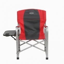 Kamp-Rite Foldable Oversized Padded Lightweight Director's Lawn Chair w/Side Table and Cupholder, Red (2 Pack)