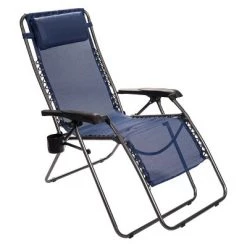 Timber Ridge FC-630-68080 Zero Gravity Locking Outdoor Patio Sun Lounger Recliner Lounge Chair with Cupholder, Blue (2 Pack)