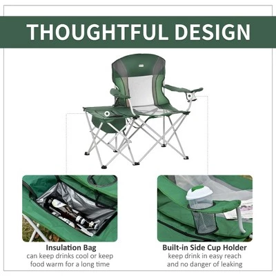 Outsunny Folding Camping Chair with Insulation Bag, Cup Holders And Side Table Director's Chair 5 Outsunny Folding Camping Chair with Insulation Bag, Cup Holders And Side Table Director's Chair - Image 3