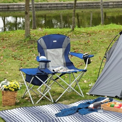 Outsunny Folding Camping Chair with Insulation Bag, Cup Holders And Side Table Director's Chair 10 Outsunny Folding Camping Chair with Insulation Bag, Cup Holders And Side Table Director's Chair - Image 8