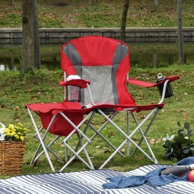 Outsunny Folding Camping Chair with Insulation Bag, Cup Holders And Side Table Director's Chair 11 Outsunny Folding Camping Chair with Insulation Bag, Cup Holders And Side Table Director's Chair - Image 9