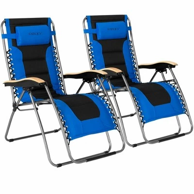Costway 2PCS Folding Zero Gravity Chair Padded Lounge Chair w/ Beech Armrests Turquoise/Blue/Grey 12 Costway 2PCS Folding Zero Gravity Chair Padded Lounge Chair w/ Beech Armrests Turquoise/Blue/Grey - Image 10