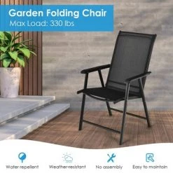 Costway 4PCS Patio Folding Dining Chairs Portable Camping Armrest Garden Black -Outlet Camping Gear Store unnamed file 1898