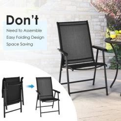 Costway 4PCS Patio Folding Dining Chairs Portable Camping Armrest Garden Black -Outlet Camping Gear Store unnamed file 1900