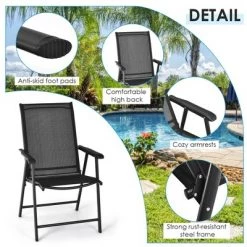 Costway 4PCS Patio Folding Dining Chairs Portable Camping Armrest Garden Black -Outlet Camping Gear Store unnamed file 1901