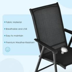 Costway 4PCS Patio Folding Dining Chairs Portable Camping Armrest Garden Black -Outlet Camping Gear Store unnamed file 1902