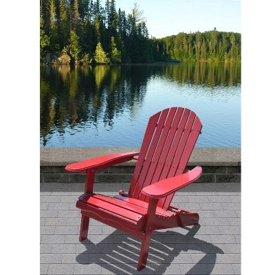 Northbeam Outdoor Lawn Garden Portable Foldable Wooden Adirondack Accent Chair, Deck, Porch, and Patio Seating with 250 Pound Capacity, Red 4 Northbeam Outdoor Lawn Garden Portable Foldable Wooden Adirondack Accent Chair, Deck, Porch, and Patio Seating with 250 Pound Capacity, Red - Image 2