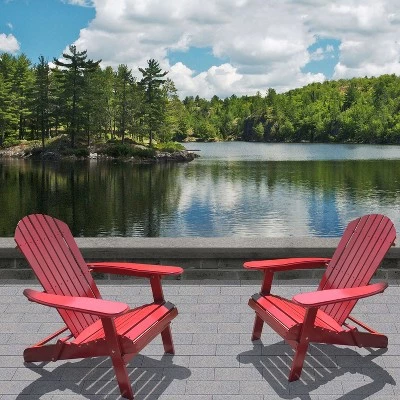 Northbeam Outdoor Lawn Garden Portable Foldable Wooden Adirondack Accent Chair, Deck, Porch, and Patio Seating with 250 Pound Capacity, Red 6 Northbeam Outdoor Lawn Garden Portable Foldable Wooden Adirondack Accent Chair, Deck, Porch, and Patio Seating with 250 Pound Capacity, Red - Image 4