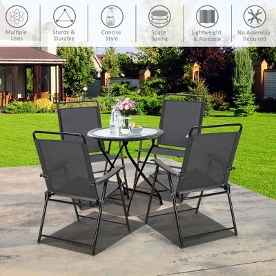 Costway 4PCS Outdoor Patio Folding Chair W/Armrest Portable Camping Lawn Garden 6 Costway 4PCS Outdoor Patio Folding Chair W/Armrest Portable Camping Lawn Garden - Image 4