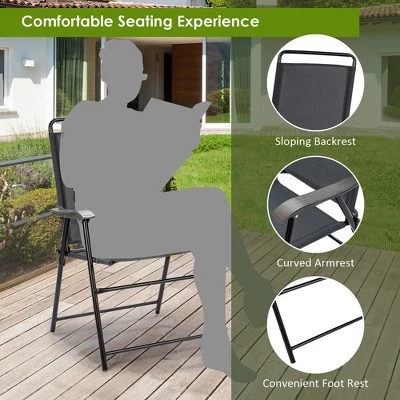 Costway 4PCS Outdoor Patio Folding Chair W/Armrest Portable Camping Lawn Garden 8 Costway 4PCS Outdoor Patio Folding Chair W/Armrest Portable Camping Lawn Garden - Image 6
