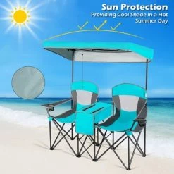 Costway Portable Folding Camping Canopy Chairs w/ Cup Holder Cooler Outdoor Turquoise -Outlet Camping Gear Store unnamed file 2018