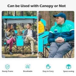 Costway Portable Folding Camping Canopy Chairs w/ Cup Holder Cooler Outdoor Turquoise -Outlet Camping Gear Store unnamed file 2019