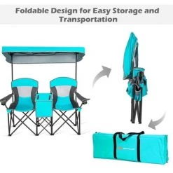 Costway Portable Folding Camping Canopy Chairs w/ Cup Holder Cooler Outdoor Turquoise -Outlet Camping Gear Store unnamed file 2022
