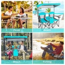 Costway Portable Folding Camping Canopy Chairs w/ Cup Holder Cooler Outdoor Turquoise -Outlet Camping Gear Store unnamed file 2023