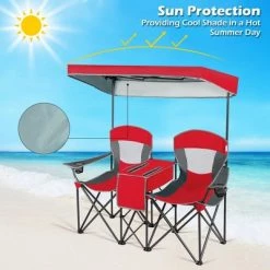 Costway Portable Folding Camping Canopy Chairs w/ Cup Holder Cooler Outdoor Red -Outlet Camping Gear Store unnamed file 2027