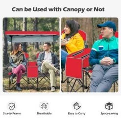 Costway Portable Folding Camping Canopy Chairs w/ Cup Holder Cooler Outdoor Red -Outlet Camping Gear Store unnamed file 2028