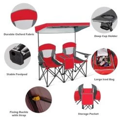 Costway Portable Folding Camping Canopy Chairs w/ Cup Holder Cooler Outdoor Red -Outlet Camping Gear Store unnamed file 2030