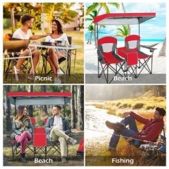 Costway Portable Folding Camping Canopy Chairs w/ Cup Holder Cooler Outdoor Red -Outlet Camping Gear Store unnamed file 2032