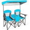 Costway Portable Folding Camping Canopy Chairs w/ Cup Holder Cooler Outdoor Blue -Outlet Camping Gear Store unnamed file 2036