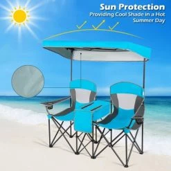Costway Portable Folding Camping Canopy Chairs w/ Cup Holder Cooler Outdoor Blue -Outlet Camping Gear Store unnamed file 2038