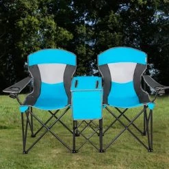 Costway Portable Folding Camping Canopy Chairs w/ Cup Holder Cooler Outdoor Blue -Outlet Camping Gear Store unnamed file 2044
