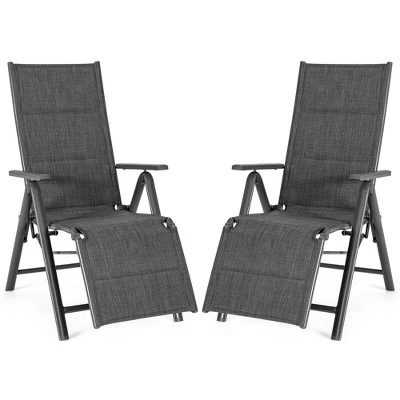 Costway 2PCS Patio Reclining Lounge Chair Adjustable Cotton-padded Folding Chair 3 Costway 2PCS Patio Reclining Lounge Chair Adjustable Cotton-padded Folding Chair