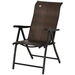 Outsunny Wicker Folding Patio Chair, Outdoor PE Rattan Recliner Camping Chairs with 7-Level Adjustable High Backrest for Garden, Balcony, Indoor, Lawn, Brown -Outlet Camping Gear Store unnamed file 2099