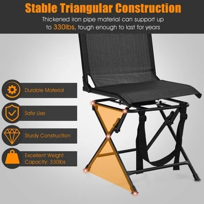 Costway Folding 360° Silent Swivel Hunting Chair Blind Chair All-weather Outdoor 9 Costway Folding 360° Silent Swivel Hunting Chair Blind Chair All-weather Outdoor - Image 7