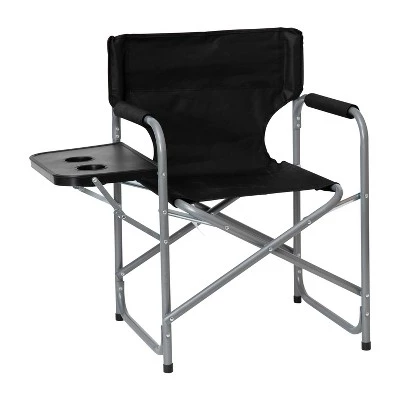 Emma and Oliver Canvas Folding Director's Chair with Accent Trim, Steel Tube Frame-Integrated Folding Side Table with Cupholders 14 Emma and Oliver Canvas Folding Director's Chair with Accent Trim, Steel Tube Frame-Integrated Folding Side Table with Cupholders - Image 12