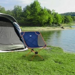 Outsunny Camping Backpack Chair with Padded, Compact Folding Lightweight Chair with Back Hanging Design, Portable Carry Bag for Garden Fishing Trips Beach