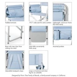 Picnic Time Outdoor Directors Chair - Mod Denim Stripes -Outlet Camping Gear Store unnamed file 2193
