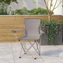 Emma and Oliver Folding Camping Chair, PE Coated Canvas with Steel Tube Frame, Integrated Cupholder and Convenient Carry Bag