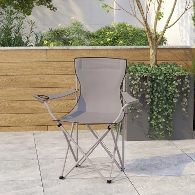 Emma and Oliver Folding Camping Chair, PE Coated Canvas with Steel Tube Frame, Integrated Cupholder and Convenient Carry Bag 3 Emma and Oliver Folding Camping Chair, PE Coated Canvas with Steel Tube Frame, Integrated Cupholder and Convenient Carry Bag