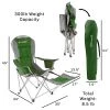 Leisure Sports Reclining Quad Camp Chair with Footrest and Drink Holder - Green