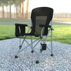 Emma and Oliver Portable Heavy Duty High Back Folding Camping Chair with Padded Arms, Cup Holder and Extra Wide Carry Bag