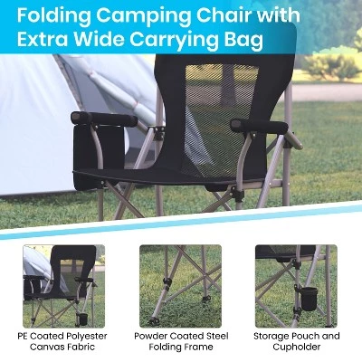 Emma and Oliver Portable Heavy Duty High Back Folding Camping Chair with Padded Arms, Cup Holder and Extra Wide Carry Bag 7 Emma and Oliver Portable Heavy Duty High Back Folding Camping Chair with Padded Arms, Cup Holder and Extra Wide Carry Bag - Image 5