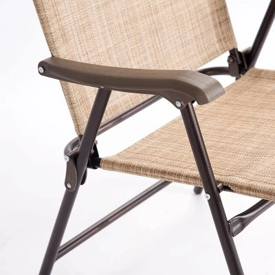 Costway Set of 2 Patio Folding Sling Back Chairs Camping Deck Garden Beach Yellow 10 Costway Set of 2 Patio Folding Sling Back Chairs Camping Deck Garden Beach Yellow - Image 8