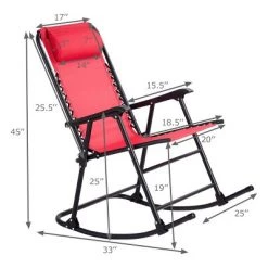Costway Folding Zero Gravity Rocking Chair Rocker Porch Outdoor Patio Headrest Red -Outlet Camping Gear Store unnamed file 2347