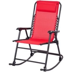 Costway Folding Zero Gravity Rocking Chair Rocker Porch Outdoor Patio Headrest Red -Outlet Camping Gear Store unnamed file 2348