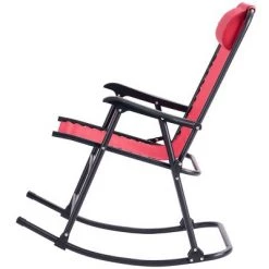 Costway Folding Zero Gravity Rocking Chair Rocker Porch Outdoor Patio Headrest Red -Outlet Camping Gear Store unnamed file 2349