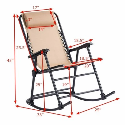 Costway Folding Rocking Chair Porch Patio Indoor Foldable Rocker Seat With Headrest 5 Costway Folding Rocking Chair Porch Patio Indoor Foldable Rocker Seat With Headrest - Image 3