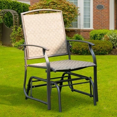 Costway Patio Swing Single Glider Chair Rocking Seating Steel Frame Garden Furni Brown 5 Costway Patio Swing Single Glider Chair Rocking Seating Steel Frame Garden Furni Brown - Image 3