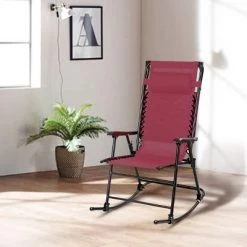 Costway Folding Rocking Chair Rocker Porch Zero Gravity Furniture Sunshade Canopy Red -Outlet Camping Gear Store unnamed file 2376